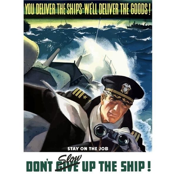 Stocktrek Images StockTrek Images PSTJPA100533M World War II Poster of A Navy Commander with Binoculars Aboard A Battleship Poster Print; 12 x 16 PSTJPA100533M